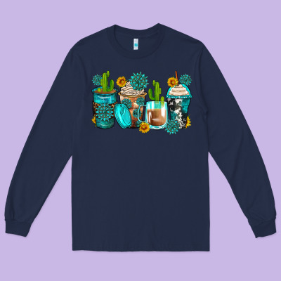 Gemstone Coffee Cups Long Sleeve Tee Designed By Zillion Design Studio