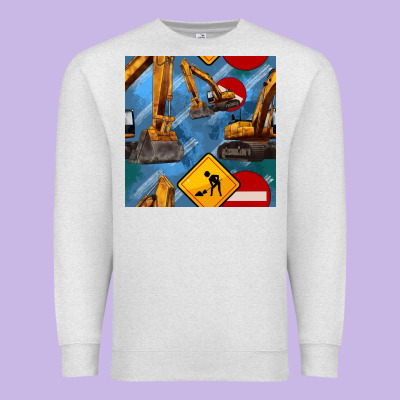 Excavator Seamless Pattern Premium Sweatshirt Designed By Bundleandbundleshop