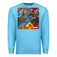 Ocean Blue excavator seamless pattern Premium Sweatshirt - BundleAndBundleShop