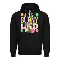 Black Do the bunny hop Easter Day Zipper Hoodie - Neo Western