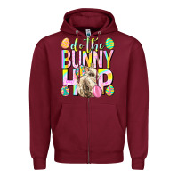 Burgundy Do the bunny hop Easter Day Zipper Hoodie - Neo Western