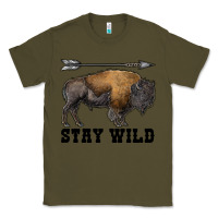 Army Green stay wild bison Classic Tee - RanaPortraitStore