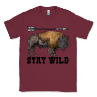 Burgundy stay wild bison Classic Tee - RanaPortraitStore