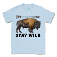 Dusty Blue stay wild bison Classic Tee - RanaPortraitStore