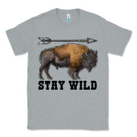 Heather Grey stay wild bison Classic Tee - RanaPortraitStore