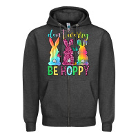 Charcoal Heather Don't worry be hoppy Easter Day Zipper Hoodie - Neo Western