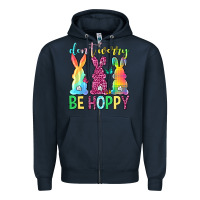 Navy Don't worry be hoppy Easter Day Zipper Hoodie - Neo Western
