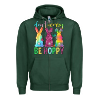 Sports Green Don't worry be hoppy Easter Day Zipper Hoodie - Neo Western