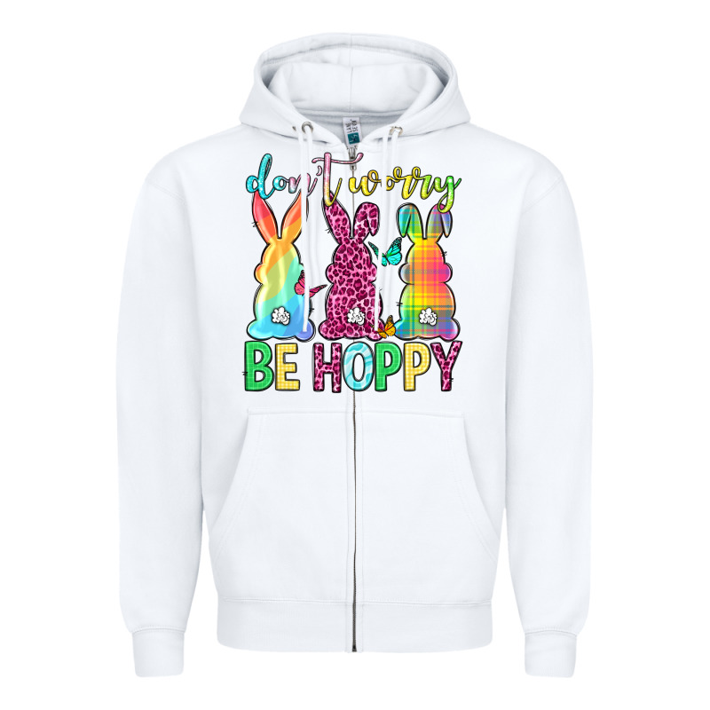Don't Worry Be Hoppy Easter Day Zipper Hoodie by Neo Western | Teevron