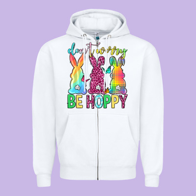 Don't Worry Be Hoppy Easter Day Zipper Hoodie Designed By Neo Western