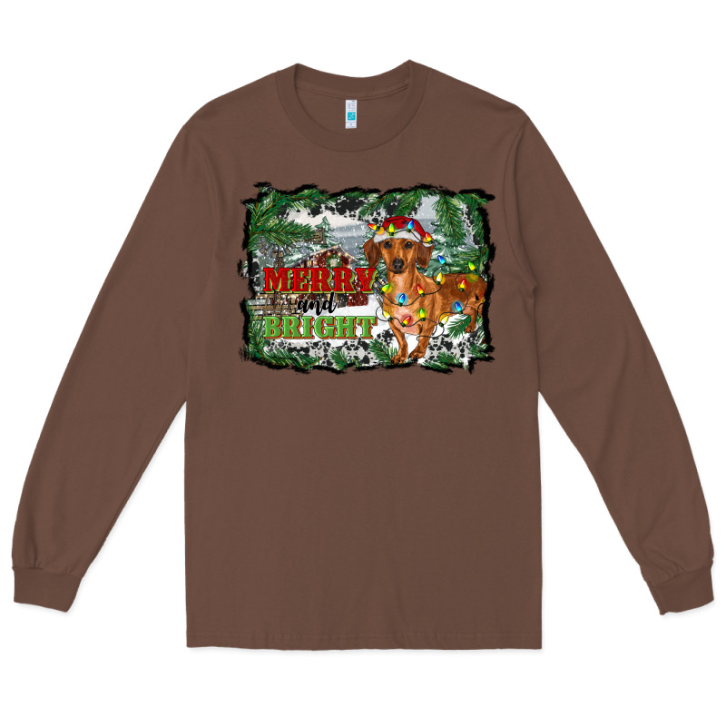 Merry And Bright  Dachshund With Farm Long Sleeve Tee by RanaPortraitStore | Teevron