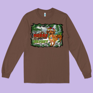 Merry And Bright  Dachshund With Farm Long Sleeve Tee Designed By Ranaportraitstore