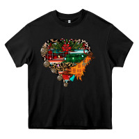 Black festive western christmas heart Heavy Core Tee - CowhideDigitalArt