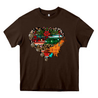Chocolate Brown festive western christmas heart Heavy Core Tee - CowhideDigitalArt