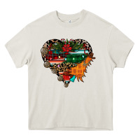 Cream festive western christmas heart Heavy Core Tee - CowhideDigitalArt