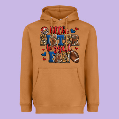 Little Sister Biggest Fan American Football Heavyweight Hoodie Designed By Jasminsmagicworld
