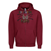 Burgundy halloween mama Zipper Hoodie - CowhideDigitalArt