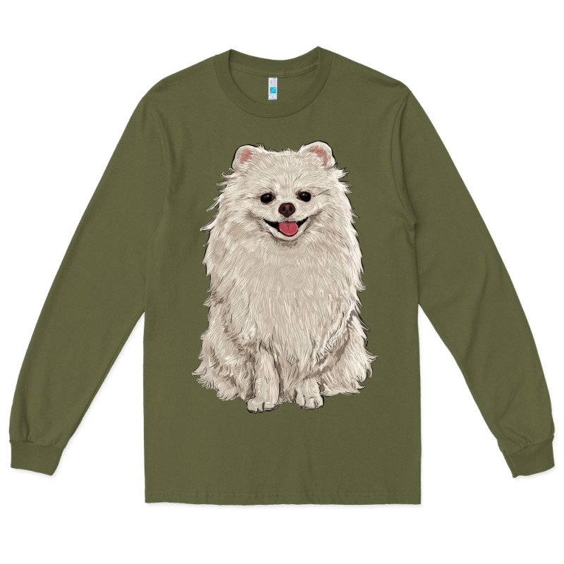 White Pomeranian Long Sleeve Tee by RanaPortraitStore | Teevron