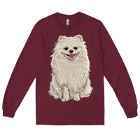 Burgundy white pomeranian Long Sleeve Tee - RanaPortraitStore