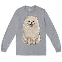 Heather Grey white pomeranian Long Sleeve Tee - RanaPortraitStore