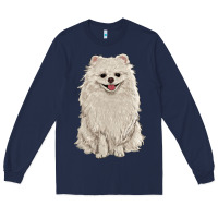 Navy white pomeranian Long Sleeve Tee - RanaPortraitStore