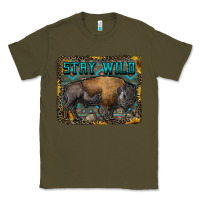 Army Green stay wild aztec bison Classic Tee - RanaPortraitStore