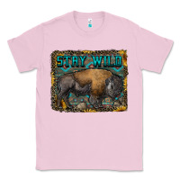 Bubblegum Pink stay wild aztec bison Classic Tee - RanaPortraitStore