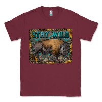 Burgundy stay wild aztec bison Classic Tee - RanaPortraitStore