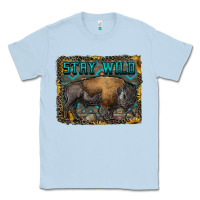 Dusty Blue stay wild aztec bison Classic Tee - RanaPortraitStore