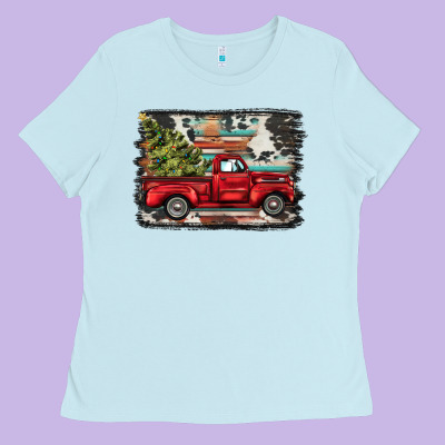 Christmas Truck Ladies Tee Designed By Barkaloodesign