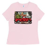 Bubblegum Pink christmas truck Ladies Tee - BarkalooDesign