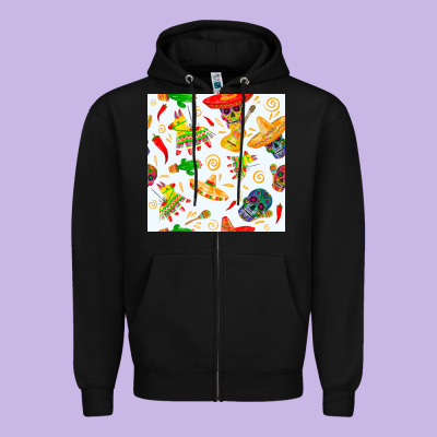 Mexico Seamless Pattern Zipper Hoodie Designed By Fadigitalartstudio