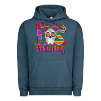 Pigment Midnight Navy dia de los muertos Urban Hoodie - MaliasSmallBusiness
