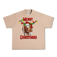 Burro Merry Christmas Longhorn Cow Urban Heavy Tee - RanaPortraitStore
