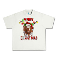 Pistachio Merry Christmas Longhorn Cow Urban Heavy Tee - RanaPortraitStore
