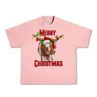 Salmon Merry Christmas Longhorn Cow Urban Heavy Tee - RanaPortraitStore
