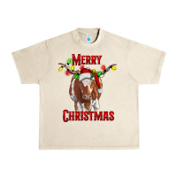 Sandshell Merry Christmas Longhorn Cow Urban Heavy Tee - RanaPortraitStore