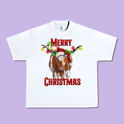 Urban Heavy Tee Merry Christmas Longhorn Cow