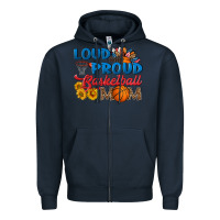 Navy loud and proud basketball mom Zipper Hoodie - HRA Design Shop