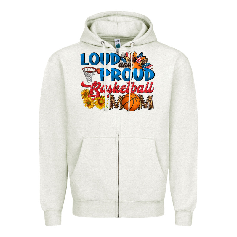 Loud And Proud Basketball Mom Zipper Hoodie by HRA Design Shop | Teevron