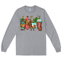Heather Grey cowgirl coffee cups Long Sleeve Tee - Zillion Design Studio