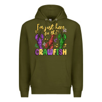 Army Green i'm just here for the crawfish Premium Hoodie - MaliasSmallBusiness