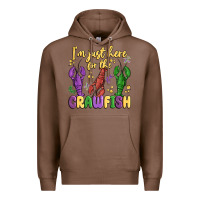 Chestnut i'm just here for the crawfish Premium Hoodie - MaliasSmallBusiness