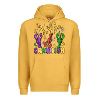 Mustard i'm just here for the crawfish Premium Hoodie - MaliasSmallBusiness