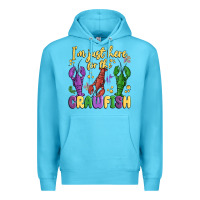 Ocean Blue i'm just here for the crawfish Premium Hoodie - MaliasSmallBusiness