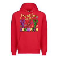 Red i'm just here for the crawfish Premium Hoodie - MaliasSmallBusiness