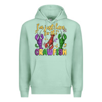Seafoam i'm just here for the crawfish Premium Hoodie - MaliasSmallBusiness