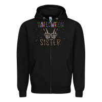 Black halloween sister Zipper Hoodie - CowhideDigitalArt