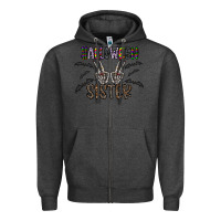 Charcoal Heather halloween sister Zipper Hoodie - CowhideDigitalArt