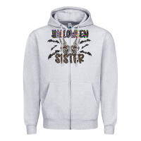 Heather Grey halloween sister Zipper Hoodie - CowhideDigitalArt